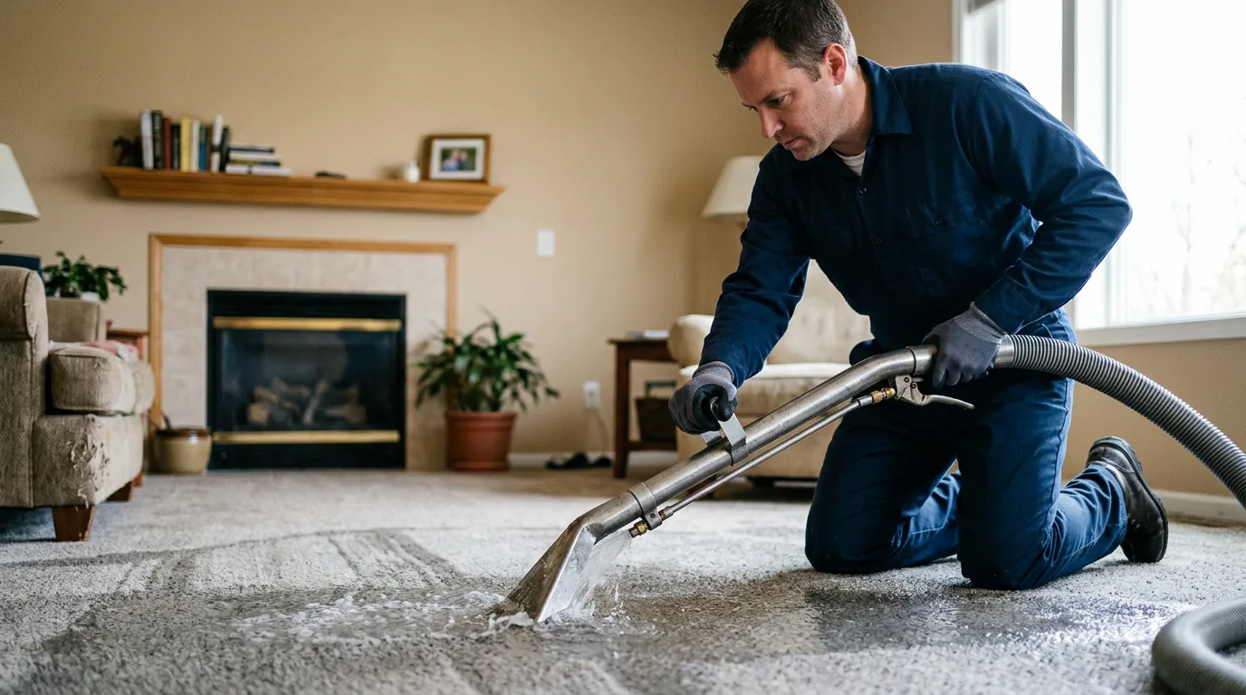 Water damage restoration technician working near Andover, MN
